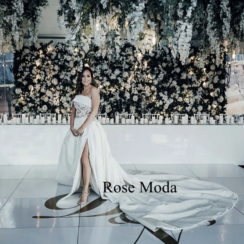 Rose Moda Luxury Cathedral Long Royal Train abiti da sposa con spacco alto con scialle rimovibile Custom Make