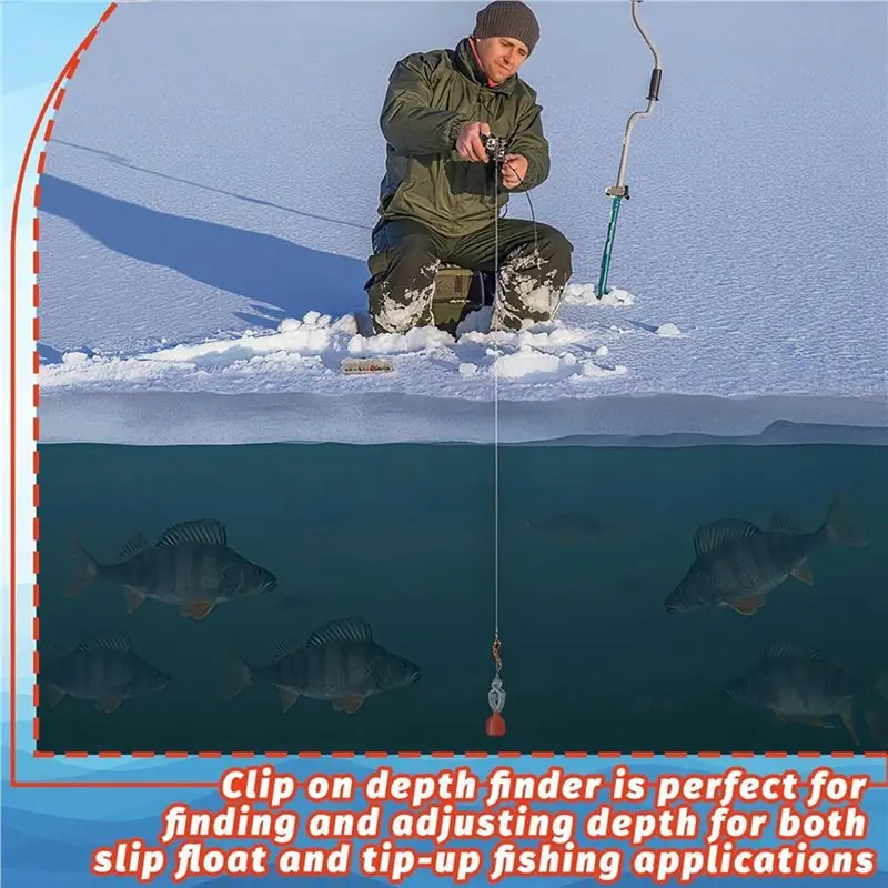 

Clip-On Water Deep Gauge Instruments For Oceans, Lakes, Rivers- 4 Pack Portable Ice Fishing Depth Finder