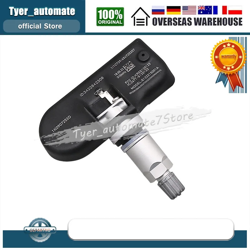 4PCS For Audi A3 A4 A5 Q5 S4 Volkswagen Beetle CC Golf GTI Jetta Passat R32 Tiguan 315MHz TPMS Tire Pressure Sensor 1K0907253D