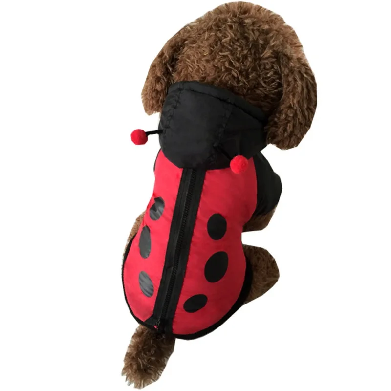 Warm Ladybug Pet Dog Clothes for Small Medium Dogs Christmas Halloween Hoodies Dog Holiday Costume Outfits Puppy Cat Apparel