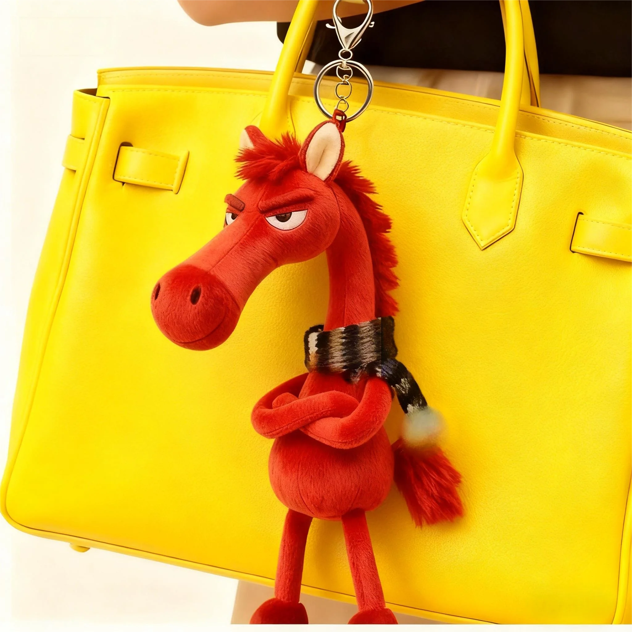 Cute Plush Arrogance Pony Keychain for Women Bag Pendant Decor Plush Horse Car Keychain Party Gift Key Ring Keychain Accessories