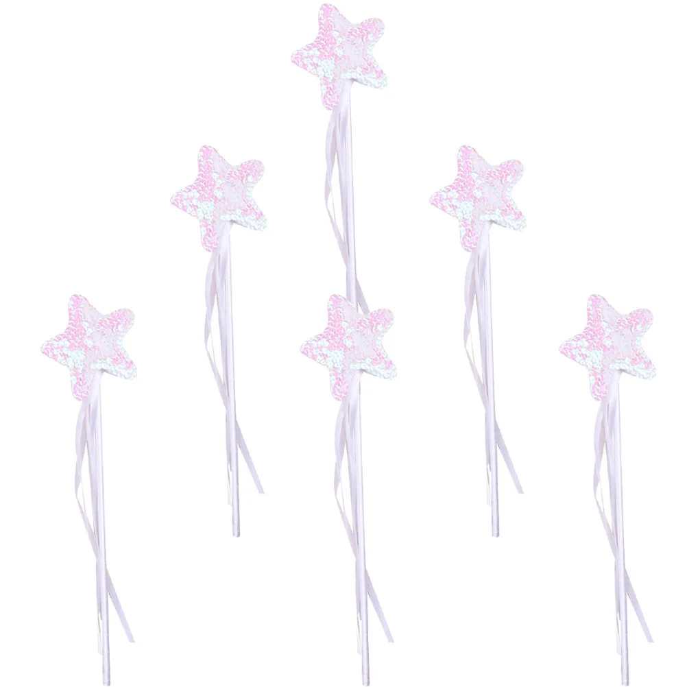 

6pcs Sequins Wand Kids Party Favors Birthday Gift Kids Performance Props For Girls Angel Fairy Wands Star Wand Girls Fairy