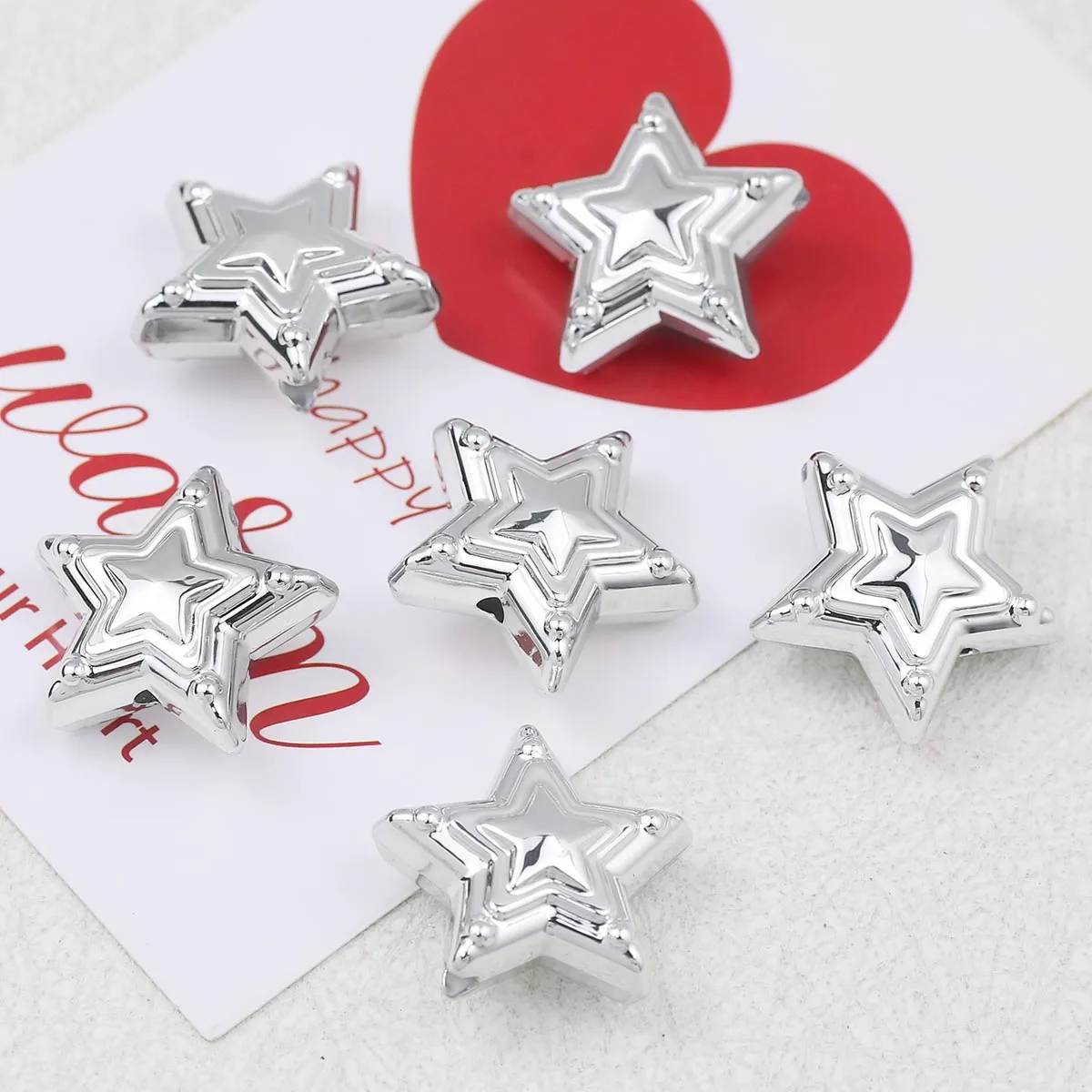 5/10/20pcs 24*24mm Delicate Star shaped Acrylic Beads Spacer Loose Beads For Jewelry Bracelets Necklace Making DIY Accessories