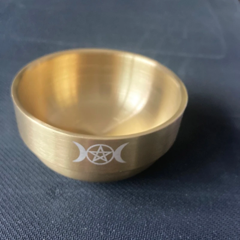 KX4B Altar Bowl Ritua Gold Plating Tableware Ceremony Moon Divination Astrological Tool Board Game Witchcraft Prop Supplies