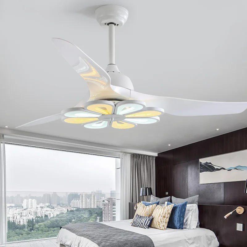 Ventilateur de plafond avec lampe LED et télécommande, design créatif moderne, 42/52 pouces, 220V