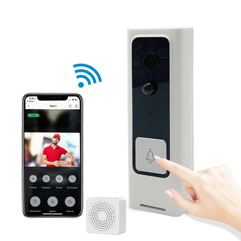 

Wireless Battery Low Power Comsunption WIFI IP Doorbell With USB Chime Intercom Video Door Phone