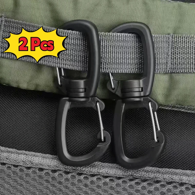 Mosquetão Duplo Giratório 360° para Exterior, Clipe Portátil com Gancho em S, Gancho Duplo para Camping, Mochilas e Chaveiros