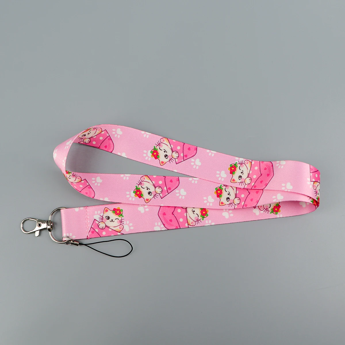 Pink Cat Mobile Phone Lanyard Card Holder Key Lanyard ID Card Cover Badge Holder Business Phone Key Lanyard Neck Strap Keychain