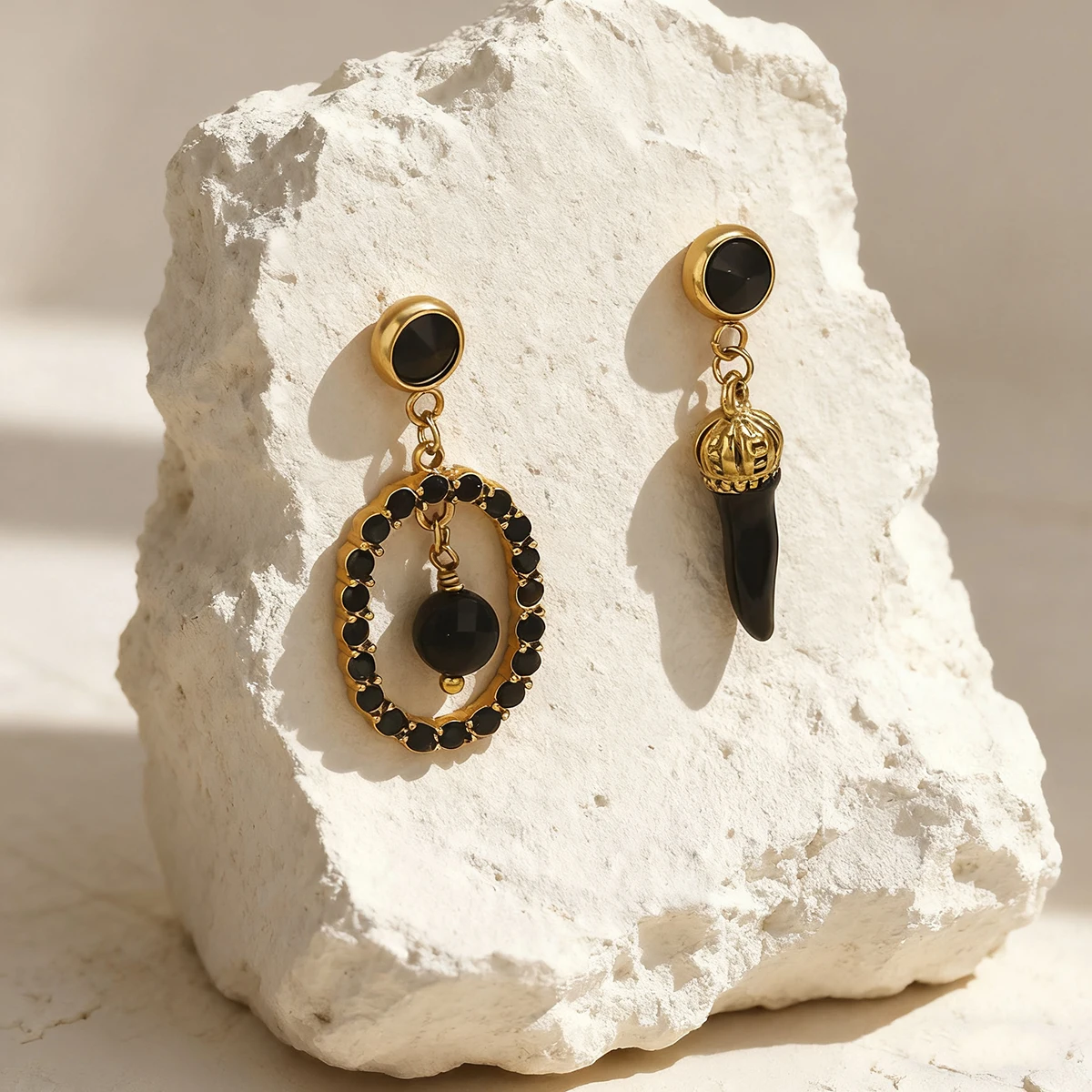 

SOVOB Dark Punk Style Asymmetrical Stainless Steel Earrings Trendy For Cool Girls/Women's Fashion Waterproof Accessories Gifts