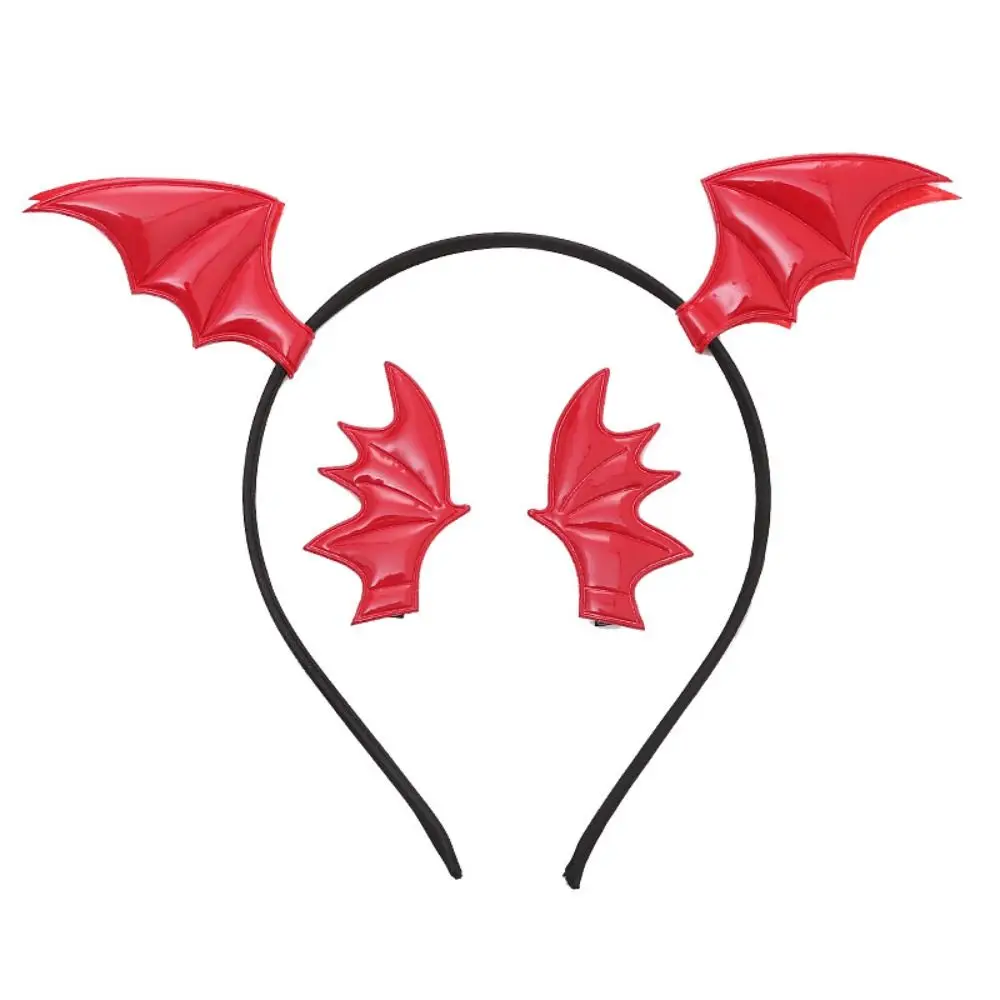 لطيف أجنحة الخفافيش شكل الخفافيش عقال القوطية رئيس ديكور مشبك شعر هوب مجموعة زي الشعر الأطواق عيد الميلاد عيد الهالوين #4