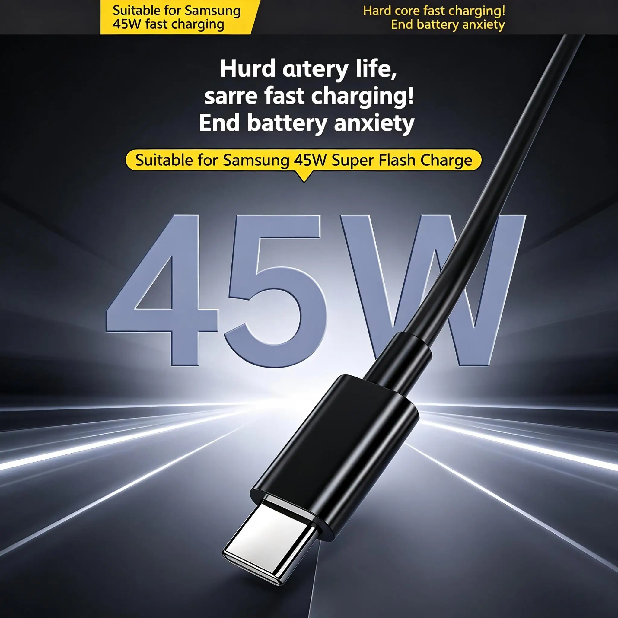 3PCS 45W USB Type C Data Cable For Samsung Galaxy S26 S23 S25 Ultra Plus Note 20 A54 5A Fast Charging PD Dual Type-C Charge