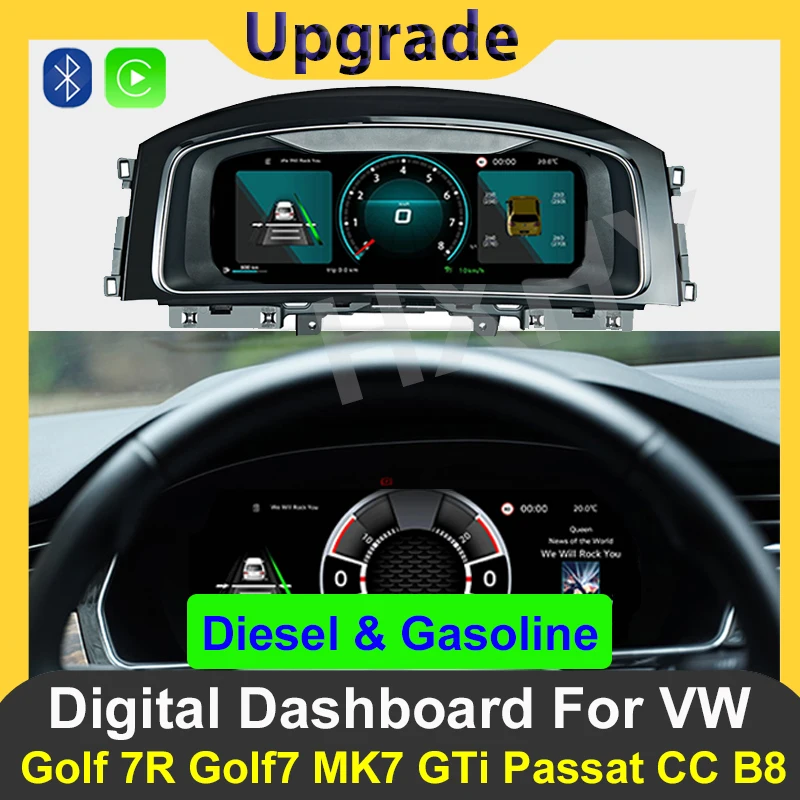 

Car Digital Cluster Instrument CockPit for Volkswagen VW Golf 7 R Golf7 MK7 GTi Passat B8 CC LCD Speedmeters Dashboard Player