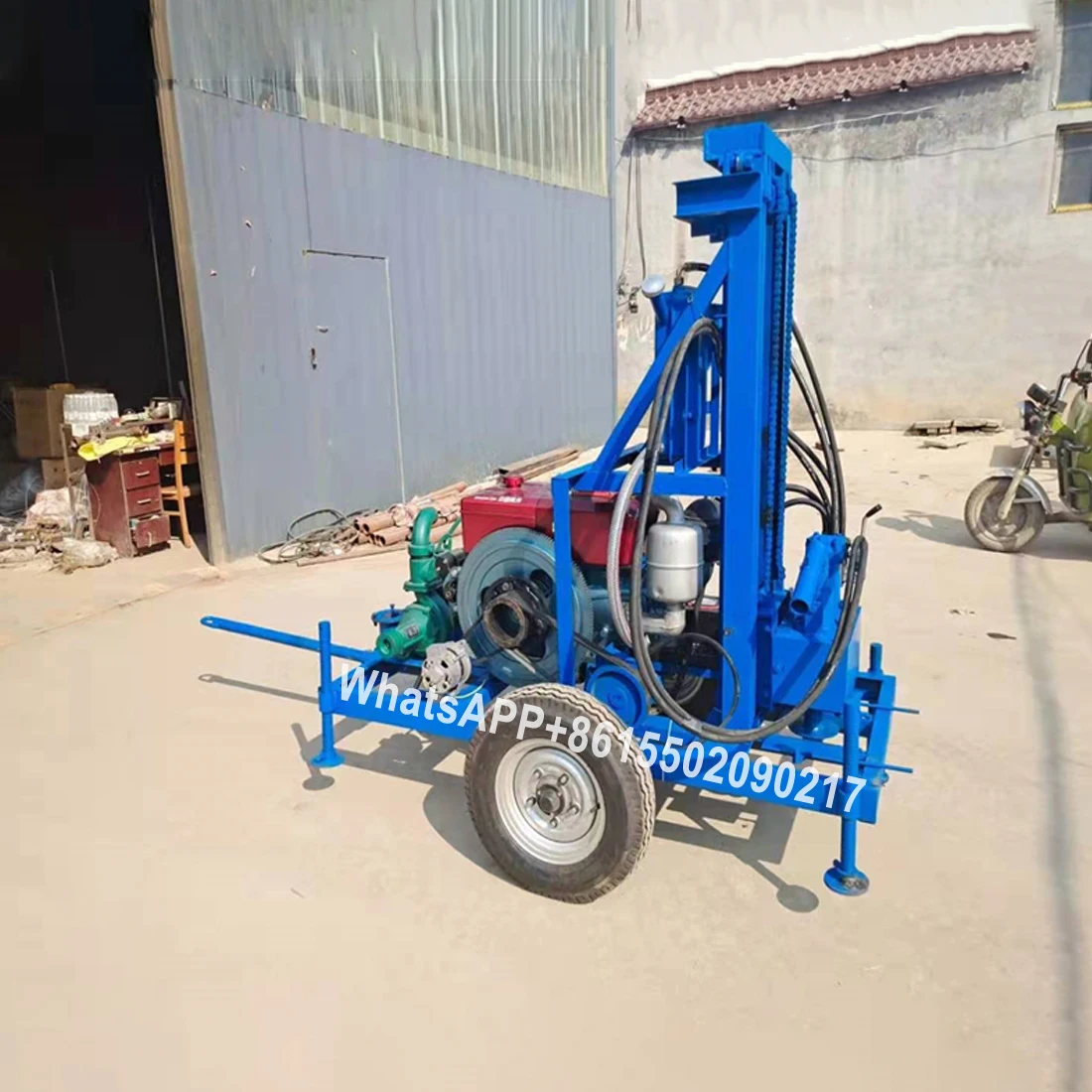 Household diesel hydraulic drilling rig/130m drilling rig/automatic lift drilling agricultural irrigation traction wheel machine