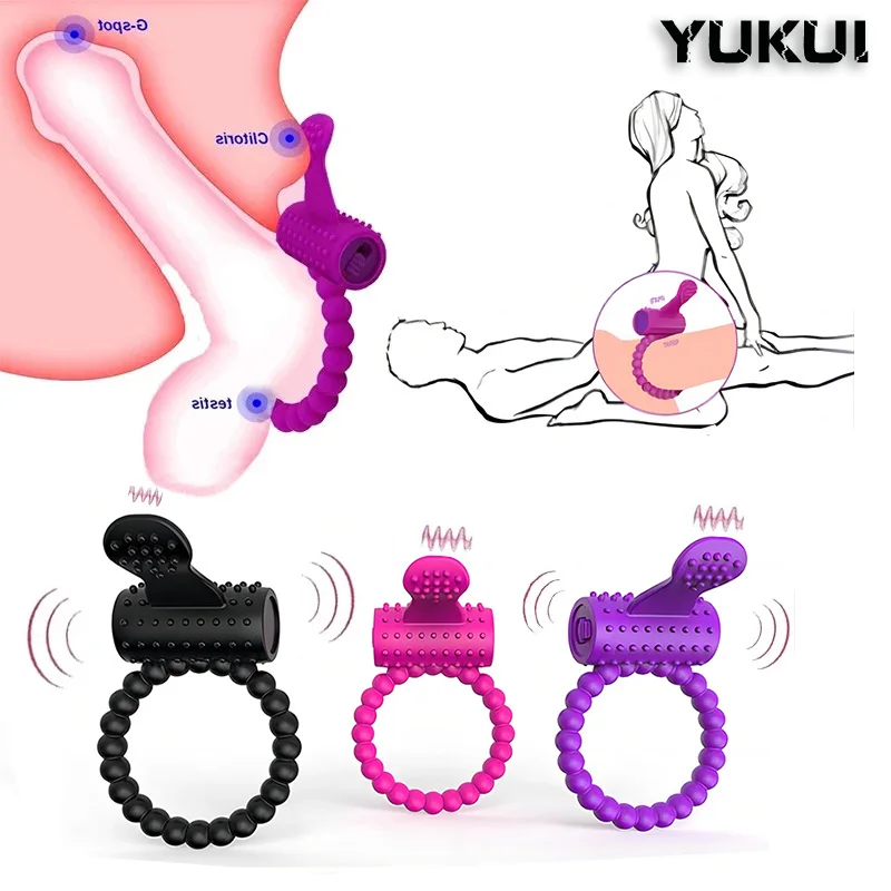 Penis Ring Vibrator Sex Toys para homens e mulheres, Delay Ejaculação, Couple Chastity Cage, Estimulador de Clitóris, Masturbador Masculino