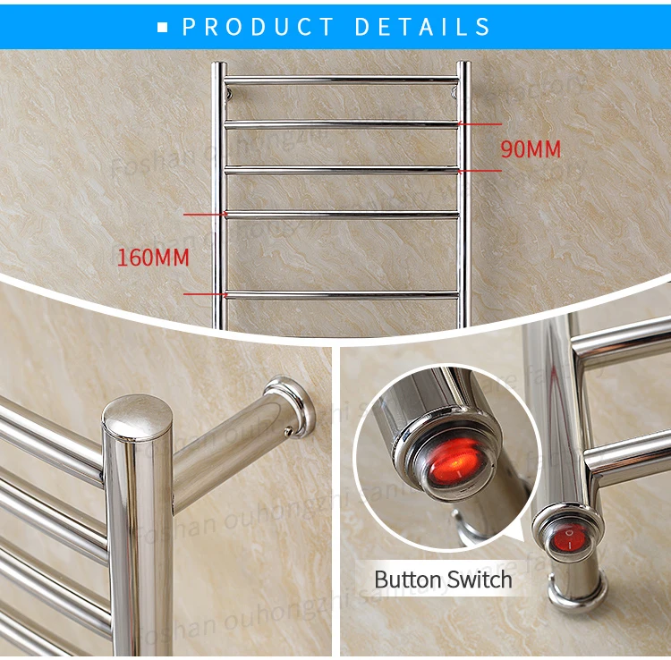 2022Newest Design Polished Finished Bathroom Heated Towel Dryer Electric Towel Warmer Style 9016