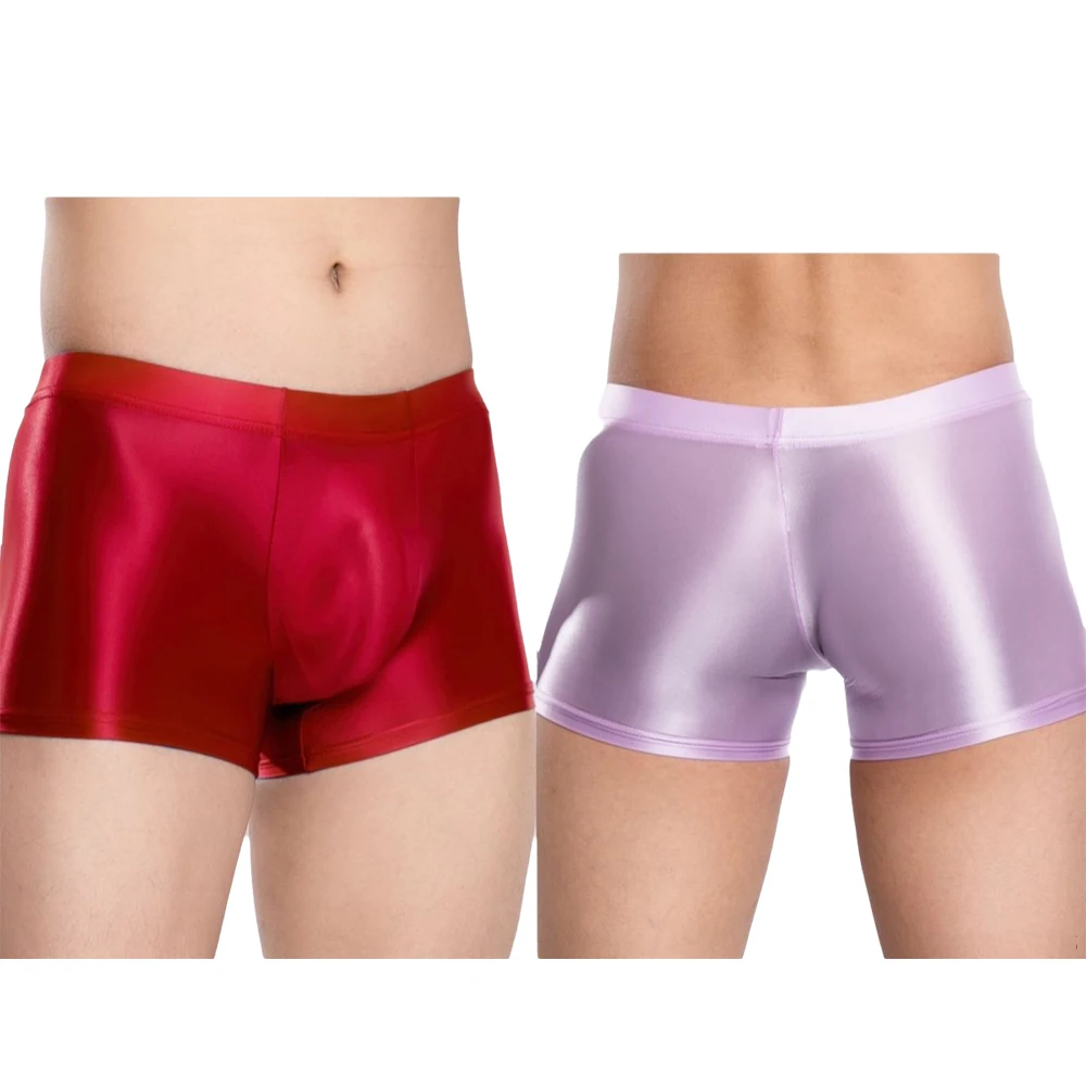 

Summer Glossy See Through Men Shorts Bottoms Elastic Briefs Underwears Women Boxer Panties