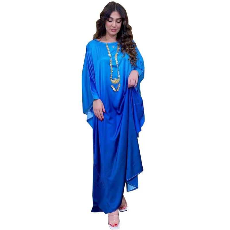 ตะวันออกกลาง Abaya มุสลิมชุดเจียมเนื้อเจียมตัวแฟชั่นนุ่มแขนค้างคาว Robe Bright สี Elegant ผู้หญิงชุดราตรี