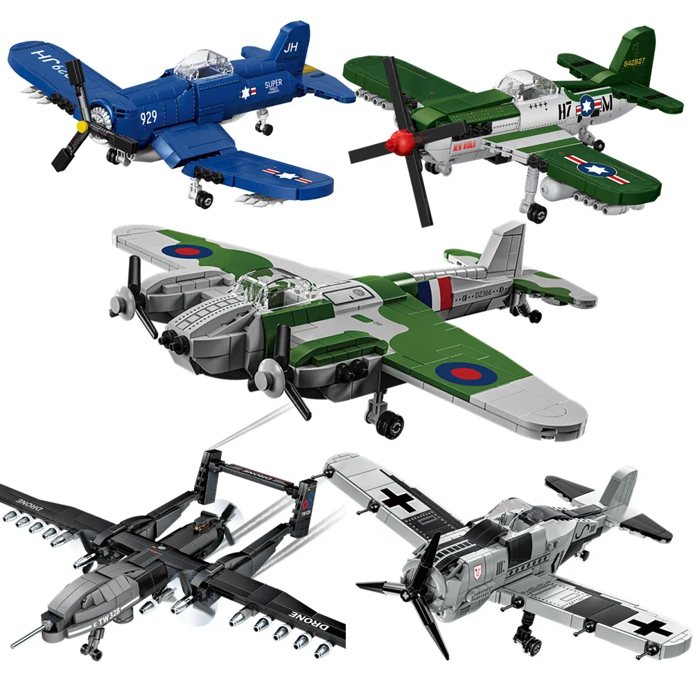 

World War 2 WW2 Army Military Soldiers SWAT De Havilland Mosquito Fighter Assemble Building Blocks Bricks Children's Toys Gift