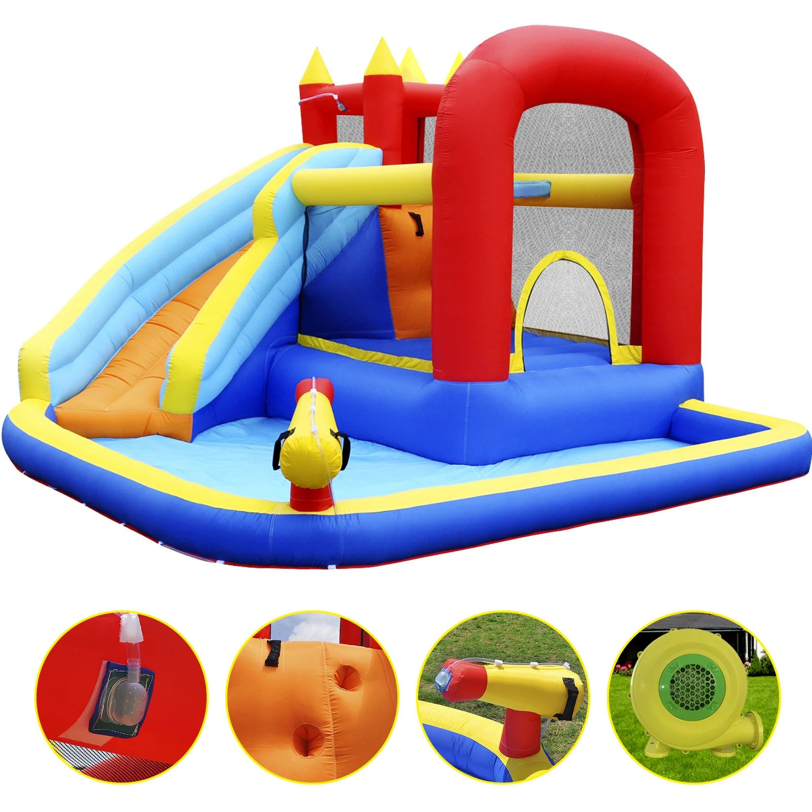 Trampolín tobogán de agua para el hogar, castillo inflable para niños, escalera de escalada para interiores y exteriores, parque de atracciones, Castillo travieso