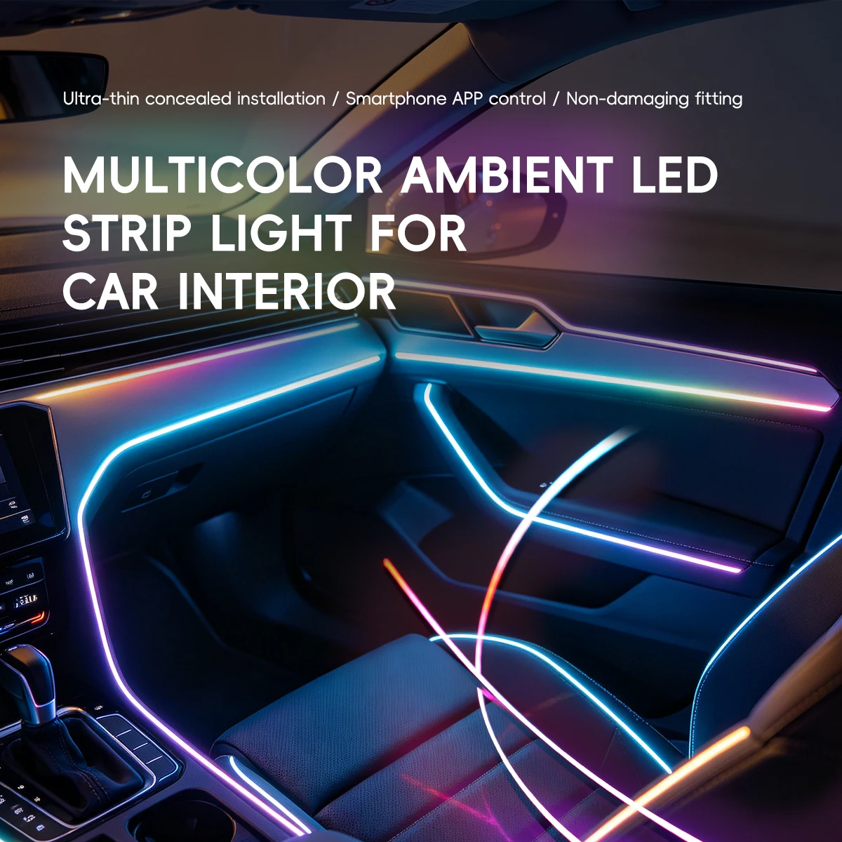 6/9/10 IN 1 Led Atmosphere Light Strip RGB Symphony Cigar Sockets APP Control Instrument Center Console Car Interior Decoration