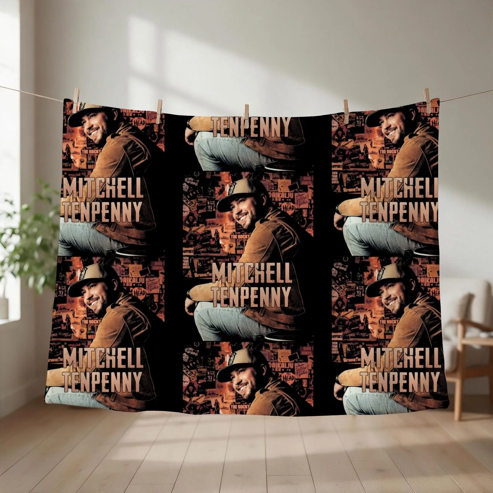 Ujanan Mitchell Tenpenny Tour 2019 Throw Blanket couch cozy soft plush fuzzy picnic outdoor blanket