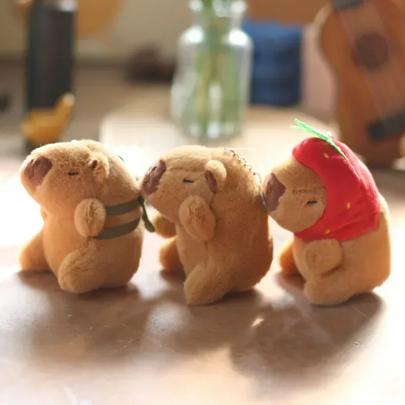 1-20PCS 만화 Capybara 펜던트 플러시 장난감 인형 가방 매달려 장식 귀여운 Kapila 키 체인 인형 데스크탑 인형 장식 자동차 펜던트