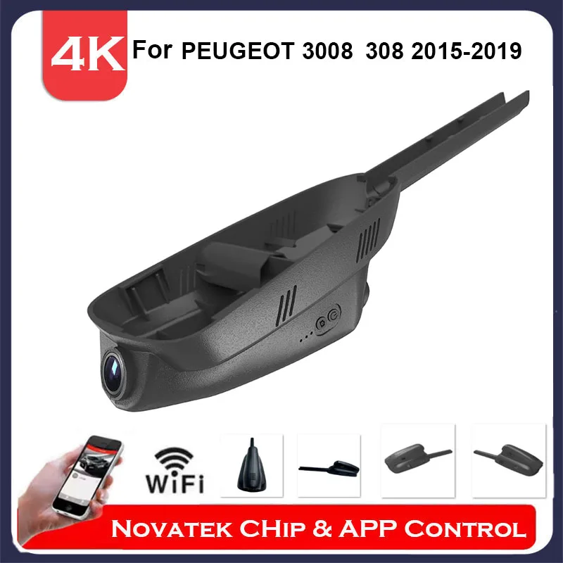 

4K HD Plug And Play DVR Front And Rear Dual Camera Wifi Dash Cam For PEUGEOT 3008 308 2015 2016 2017 2018 2019 By APP Control