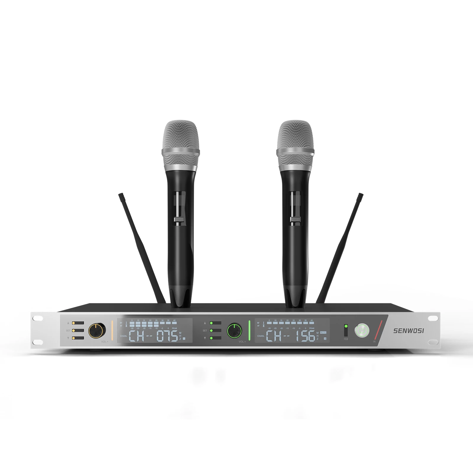 

SENWOSI Wireless Handheld Dynamic Microphone System with Dual Wireless Auto Scan UHF Metal Mic, 328ft Range, 2 x 100 Channels