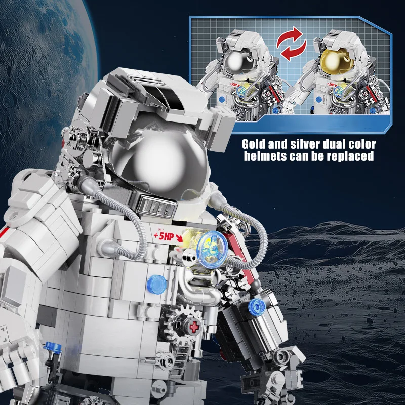 Creative Space Mechanical Astronaut Figures Model Building Blocks City Spaceman Bricks Ornament MOC Toys For Children Adult Gift