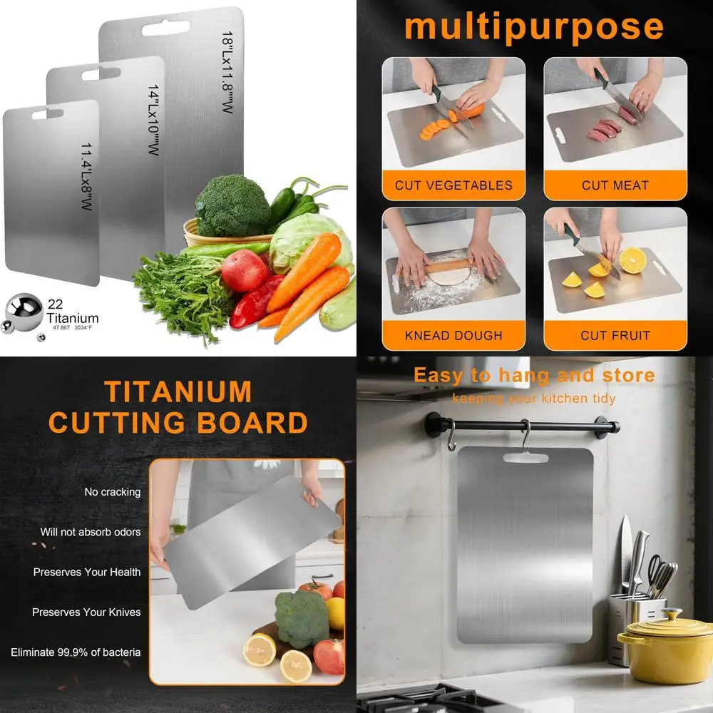 

Pure Titanium Double-Sided Kitchen Chopping Board, 14x10 Inches, Ideal for Meats, Fruits, and Vegetables
