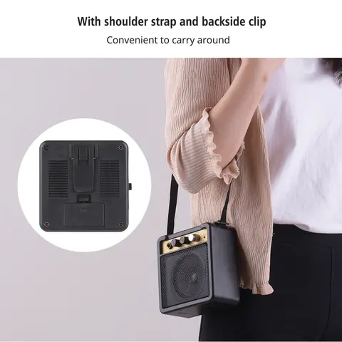 5W med 6,35 mm ingång 1/4-tums hörlursutgång Mini gitarrförstärkare högtalare stöder volym, tonjustering, overdrive 8 best sales bärbar gitarrförstärkare - №7