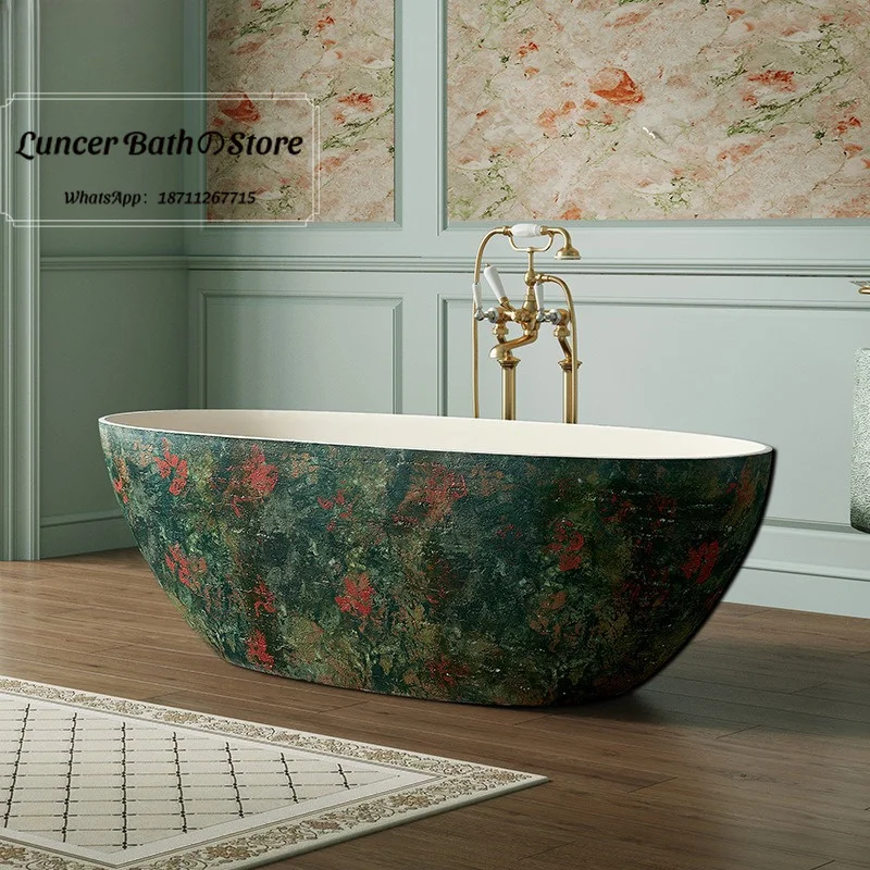 Natural Yellow Travertine Oval Bathtub, Freestanding Stone Tub for Villa, B&B, Hotel, Creative Double Person Stone Bath