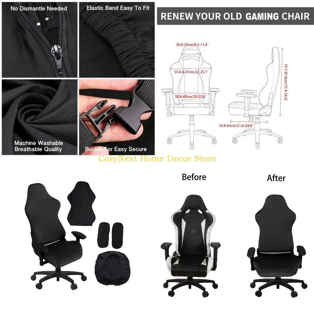 

92MF чехол для офисного стула из спандекса, чехлы для игровых стульев, эластичная защита сиденья для кресла