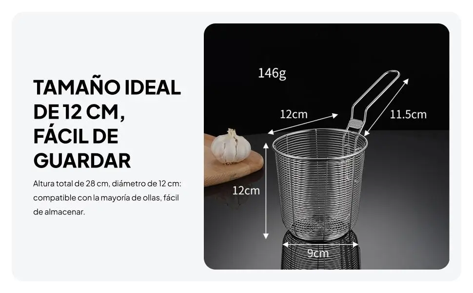 Mesh Colander Strainer Frying Basket Round Wire Deep Fry Basket for Fried Food French Fries Chicken Camping Barbecue