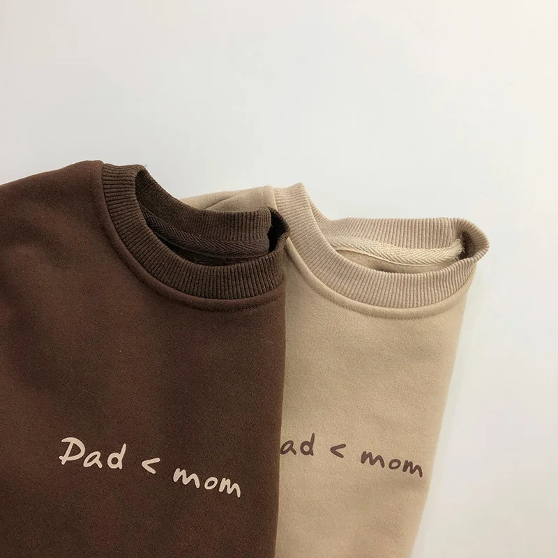 2025 Winter New Children Fleece Sweatshirt Boys Girls Letter Print Pullover Baby Plus Velvet Thick Tops Kids Warm Sweatshirt image 5