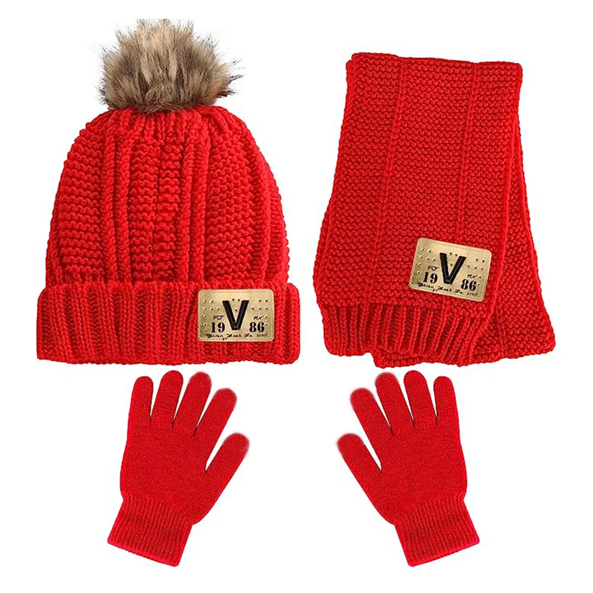 Autumn and winter children\'s hats, scarves and gloves three-piece baby thick hat and neck knitted hats for boys and girls