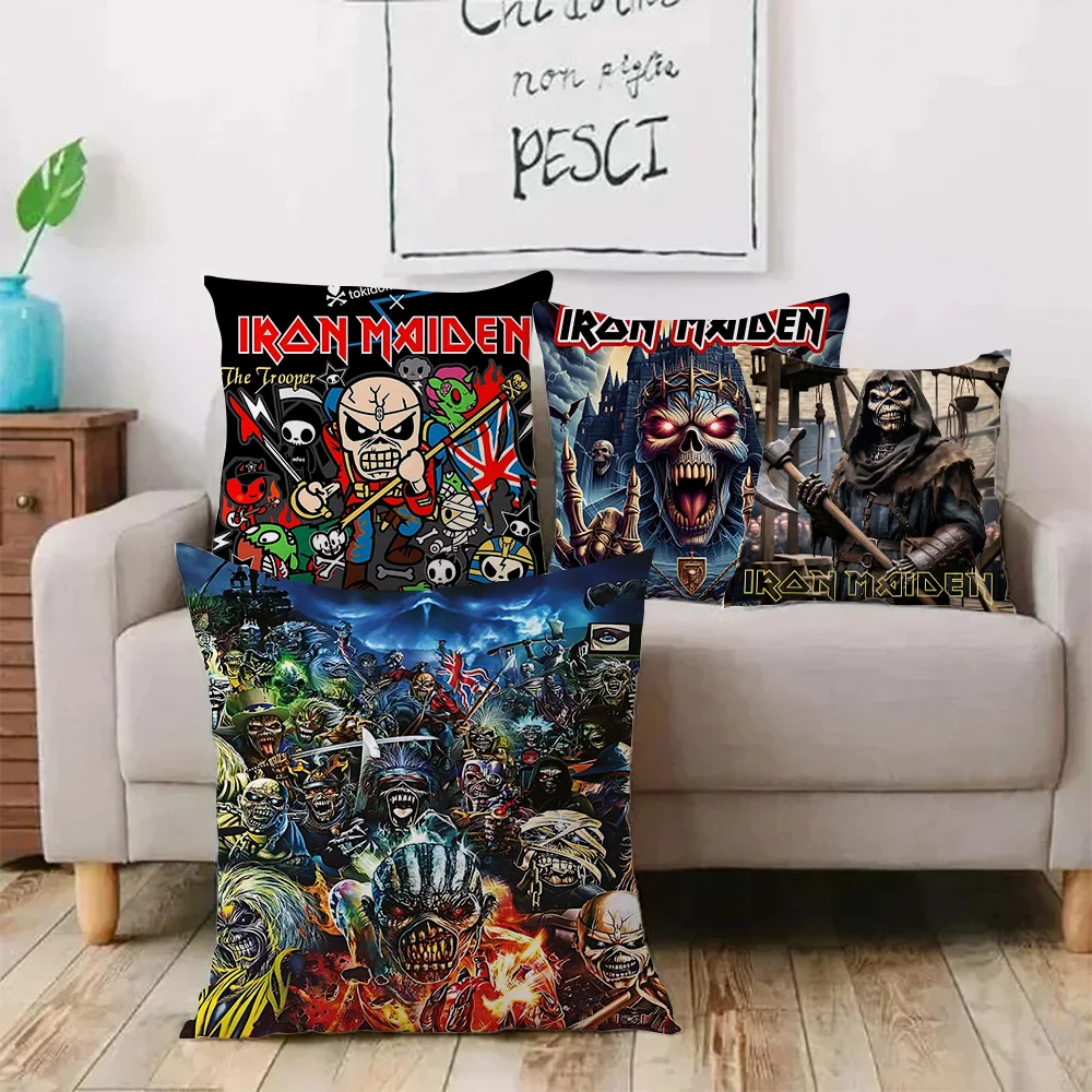 Pillow Covers Heavy Metal Band I-Irons M-Maidens Cartoon Sofa Decorative Home Double-sided Printing Short Plush Cushion Cover