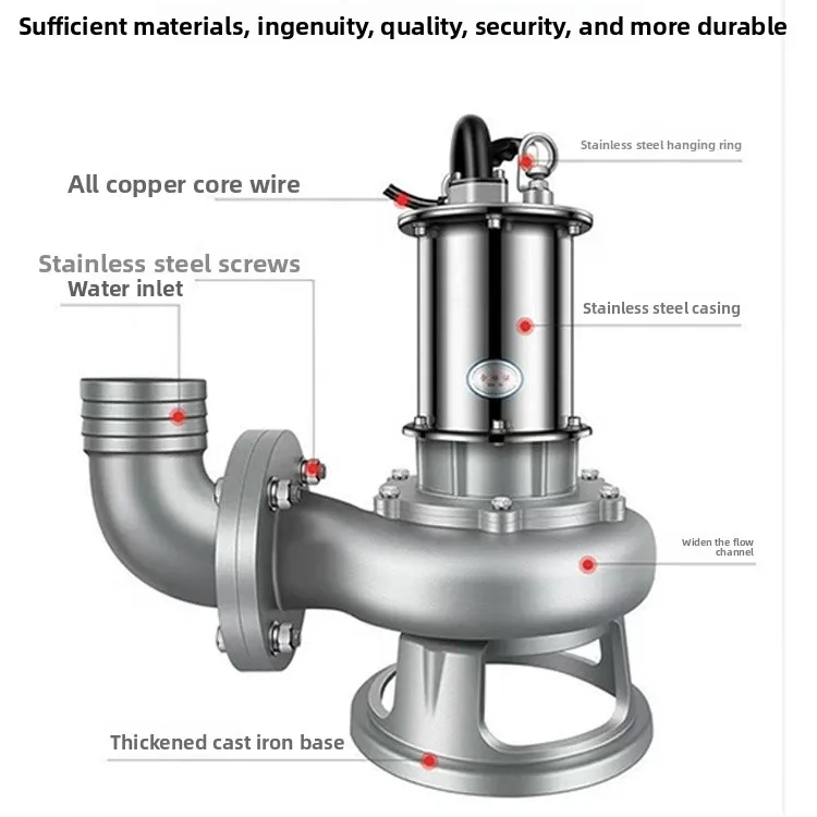 Pompa dell'acqua per taglio delle acque reflue dell'étangia dei pesci di scarico del serbatoio di separazione di supporto personalizzato OEM in acciaio inossidabile ad alta pressione da 6 pollici 7,5 kW