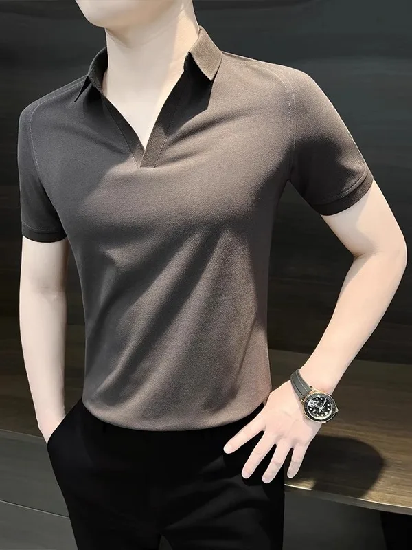 

Мужская летняя футболка Cleanfit с коротким рукавом, эластичная, приталенная, с воротником-стойкой, модная