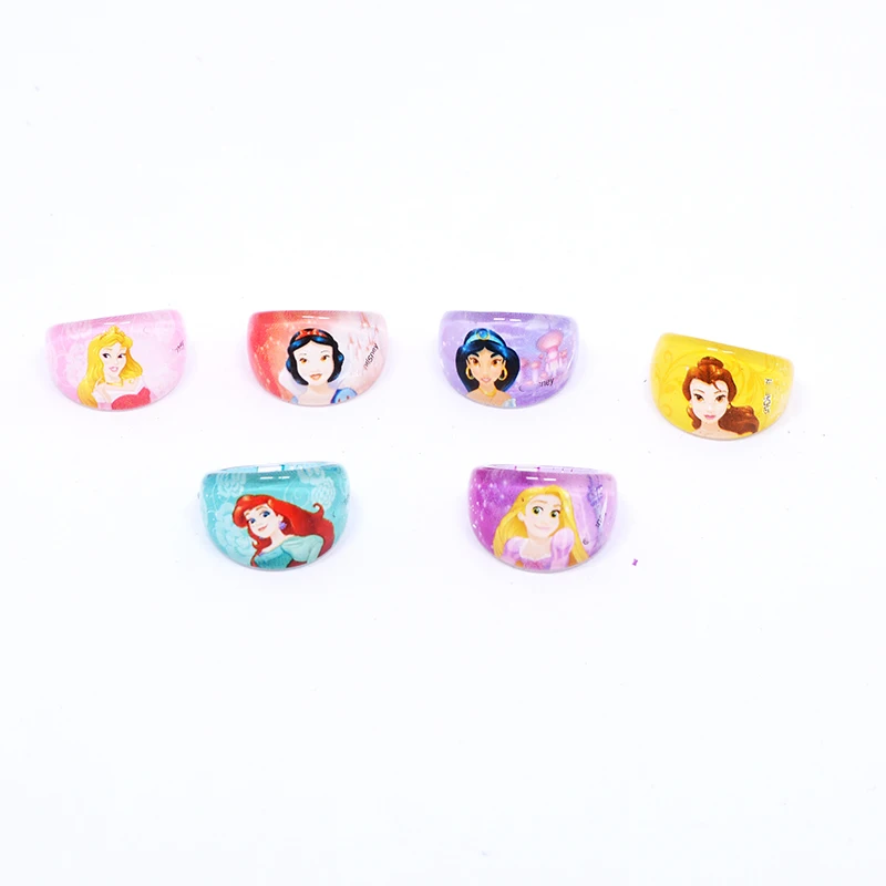 10/20Pcs Disney Elsa Rapunzel Mix Princess Kids Acrylic Rings Cartoon Girls Jewellery Birthday Party Christmas Friendship Gift