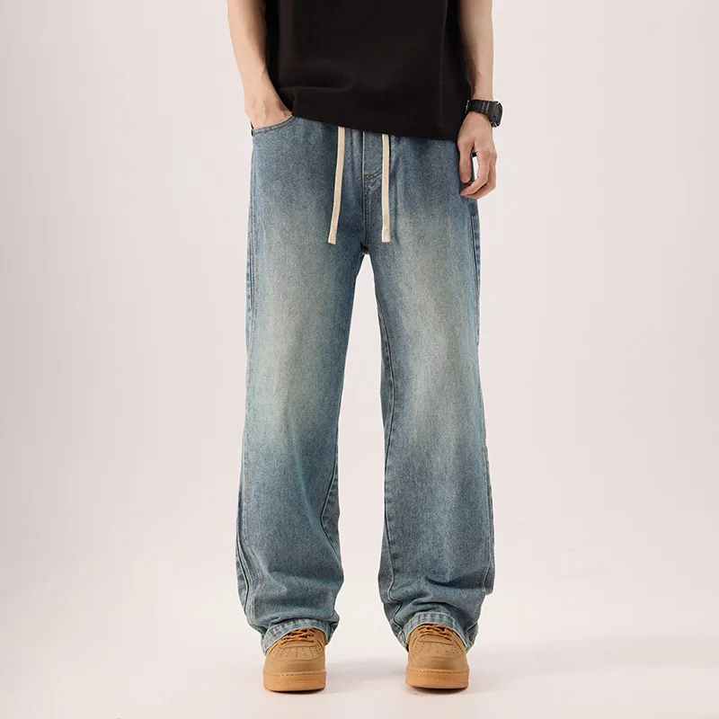 ฤดูใบไม้ผลิอเมริกัน High Street หลวมกางเกงยีนส์ขาตรงเยาวชนแฟชั่นโชว์แสดง High Tide แบรนด์ Retro Casual กางเกงขากว้าง