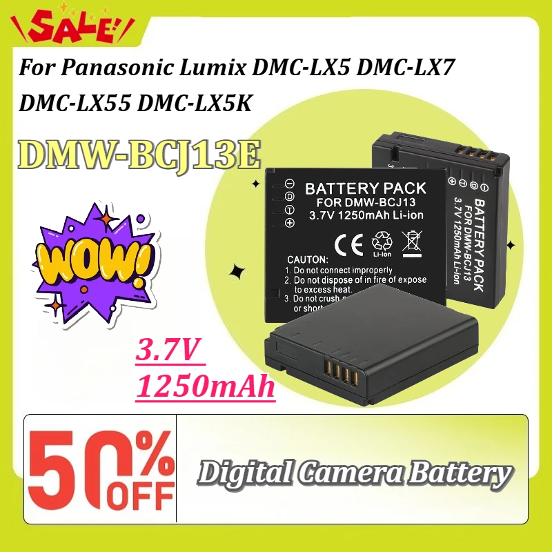 New 3.7V 1250mAh DMW-BCJ13E Digital Camera Battery for Panasonic Lumix DMC-LX5 DMC-LX7 DMC-LX55 DMC-LX5K Full Decoding