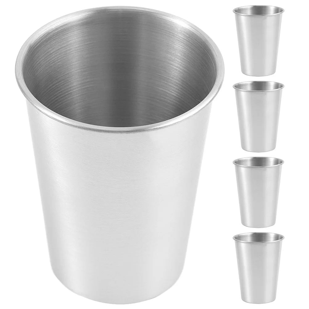 

5pcs Stainless Steel Cups Beer Wine Water Mug Outdoor Camping Metal Drink Cups Lightweight Portable Picnic Barbecue