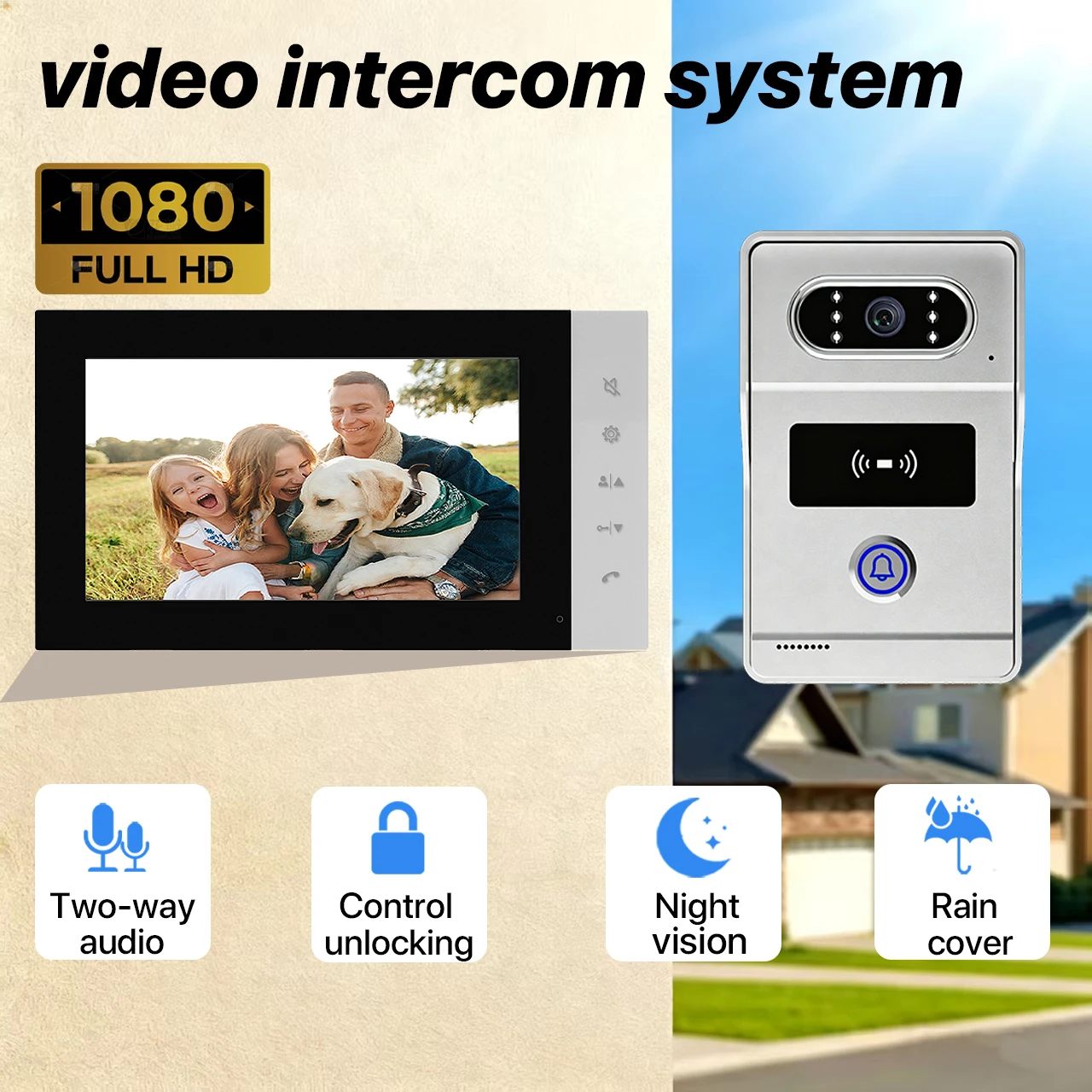 Home Security Cameras Uk - Videocitofono HD cablato da 7 pollici