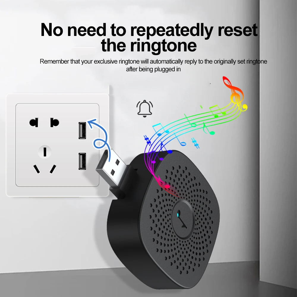 USB Wireless Doorbell DC 5V RF433 MHz Remote Control Receiver USB Smart Door Bell 38 Music For Home Bed Call Emergent Call