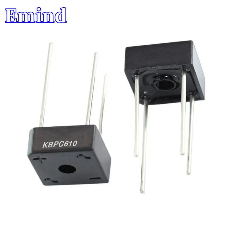 10/20/50/100/200Pcs KBPC610 Bridge Rectifier DIP-4 Square Bridge 6A/1000V GBU Footprint Bridge Stack Cutable Feet