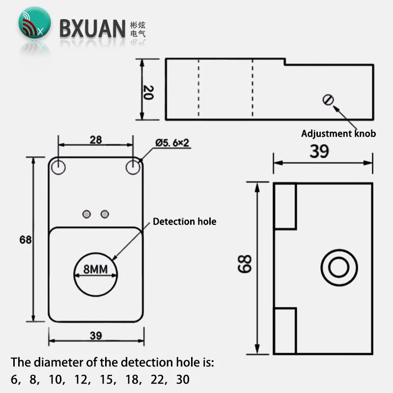 Inductive ring proximity switch sensor diameter 6mm-30mm 3-wire 24VDc detection metal screw machine spring machine steel ball