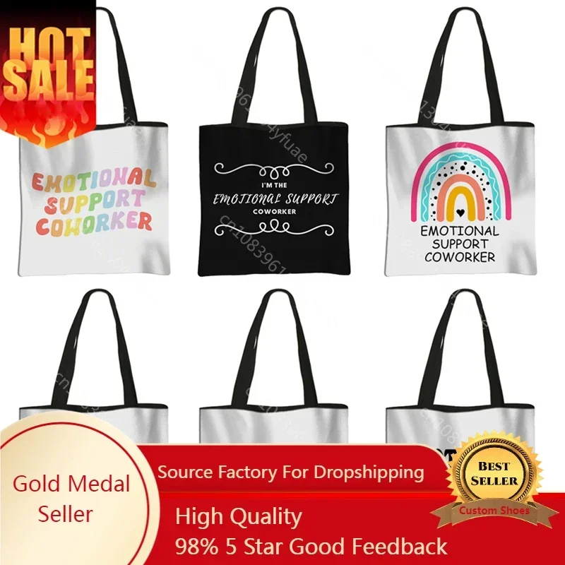 

Emotional Support Coworker Shopping Bags Women Co-worker Tote Bag Reusable Portable Large Capacity Bag Office Friends Gift