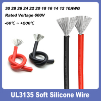 1m ~ 15m Red Black UL3135 Soft Silicone Wires 30/28/26/24/22/20/18/16/14/12/10 AWG High Temperature Cable Car Battery Automotive