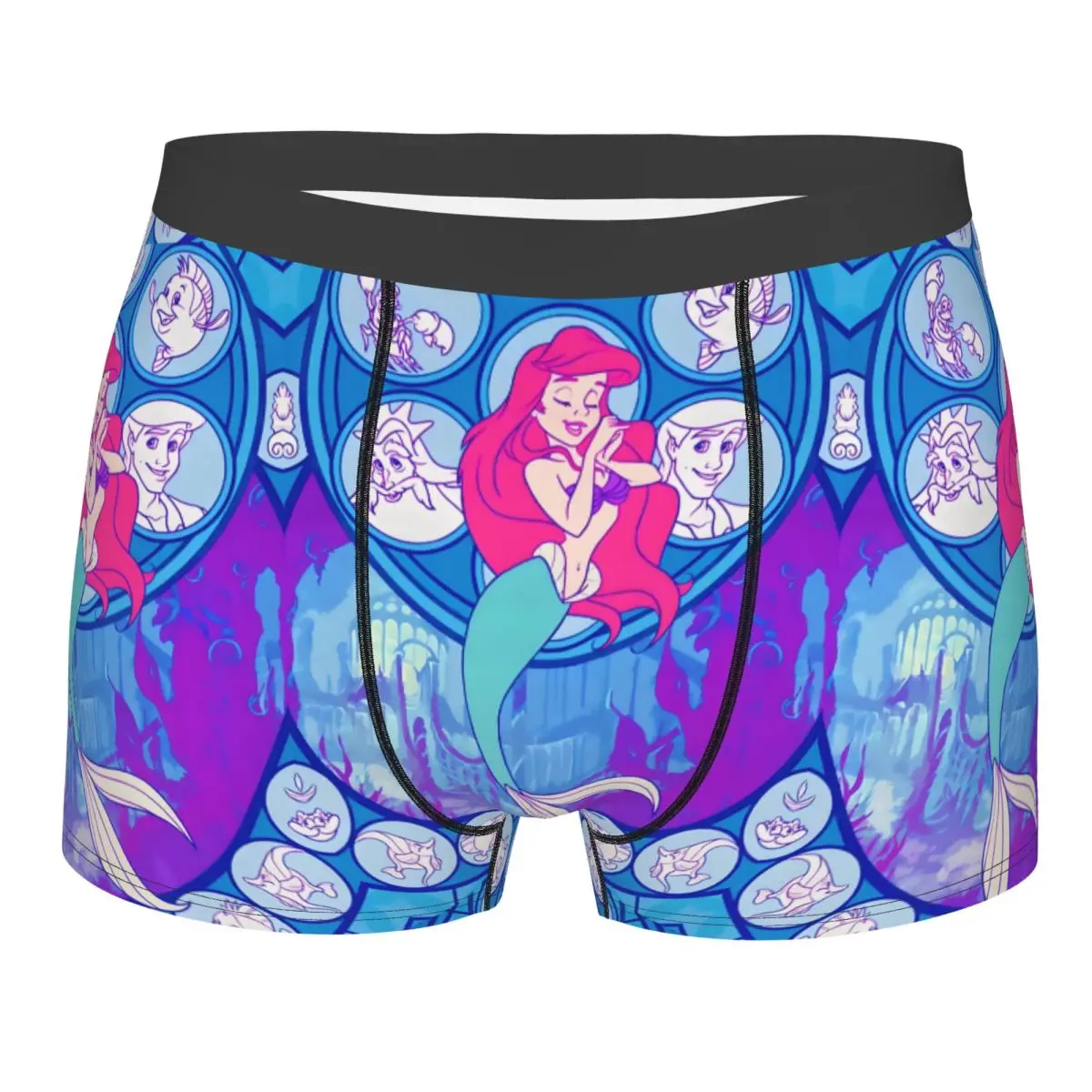 

Нижнее белье «Русалочка» на заказ, мужские трусы-боксеры принцессы Ариэль с принтом, шорты, дышащие трусы